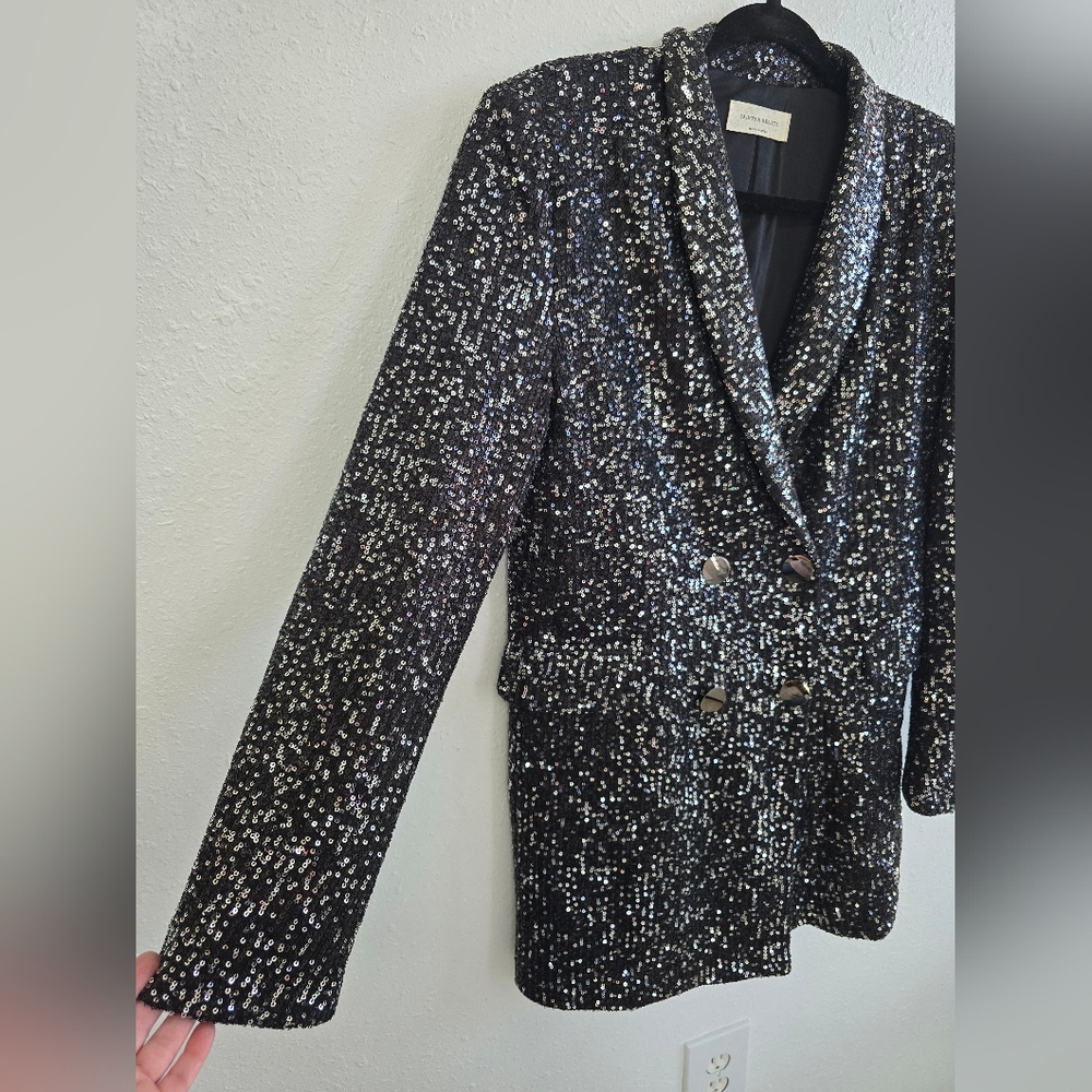 Saints & Hearts Black Ready For Business Sequin Blazer Dress Size Large - Picture 9 of 13